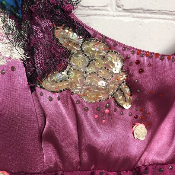 Wearable Art Boho Gypsy Silk Shabby Cosplay Ruffled Lace Top Sz Med *read* - Picture 13 of 14